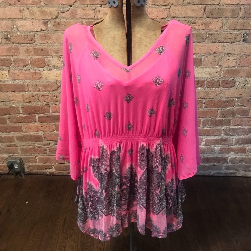 INC pink pattered top ! EUC ! Size 2x